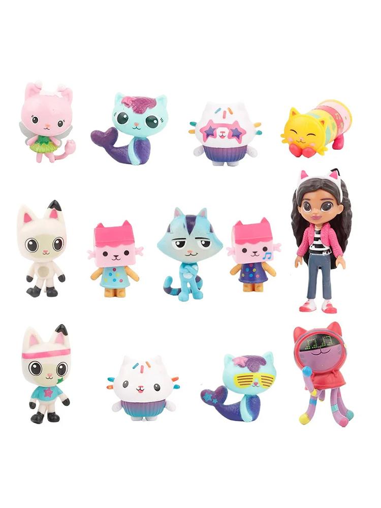 

Popular 13pcs Gabby Dollhouse Animation Figure Plaything Smiling Car Cat Hug Gaby Girl Figures Mercat Animation Design Action Figure Xmas Celebration