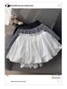 White High-Waist Anti-Exposure A-Line Mini Skirt - Women's Sweet Age-Reducing Flower Bud Design