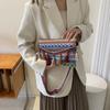 1Pc Ethnic Style Weave Crossbody Bags Tassel Waist Bag Retro Canvas Shoulder Packs Handbag