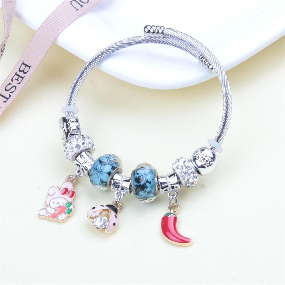 Beaded Bracelet Bangle Multi Element Stainless Steel Copper Alloy Open Spring Snake Bone Chain