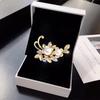 Fashion Pearl Flower Brooches for Women Rhinestone Leaves Metal Pins Clothing Daily Jewelry Accessories