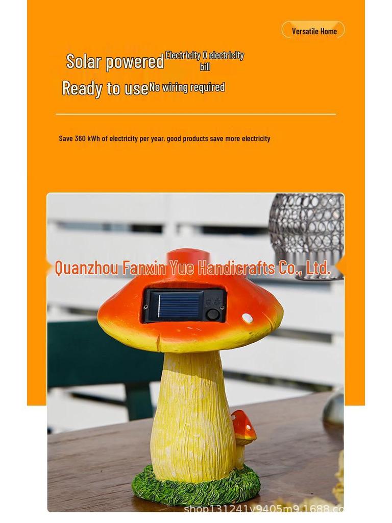 Solar-Powered Rabbit and Mushroom Garden Ornament