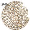 Women Fashion Jewelry Hollow Rhinestone Sun Moon Brooch, Metal Lapel Pin for Out Men Women, Accessories Clothing Scarf Hat Decoration Bag
