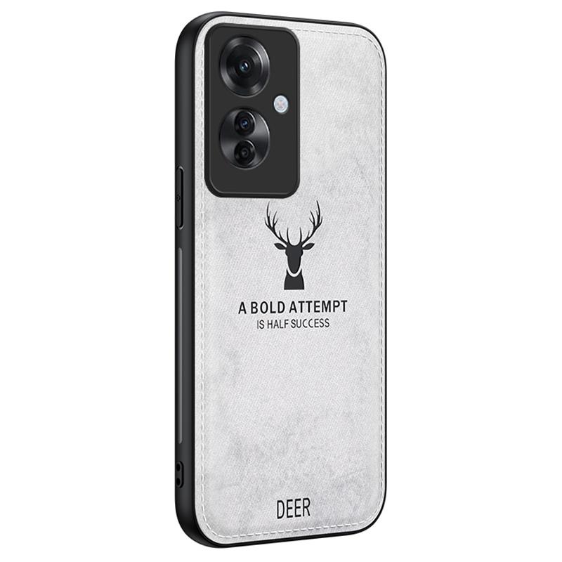 

For Oppo Reno11 F 5G Case Deer Pattern Cloth Texture Leather+PC+TPU Phone Cover Grey