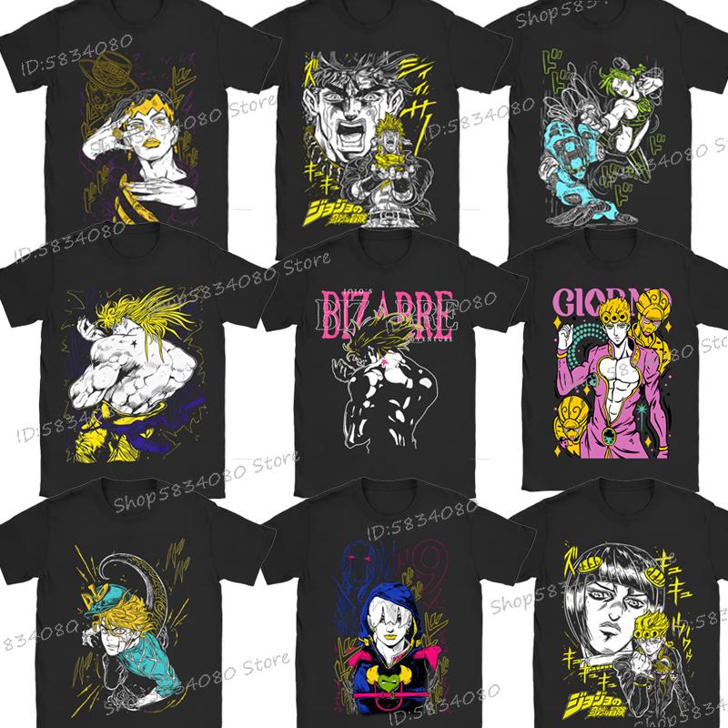 Streetwear Jojo Bizarre Adventure Tshirts for Unisex Anime Unisexga Fashion Casual Tops Anime JOJO Unisexs Street Cool TShirt Tops
