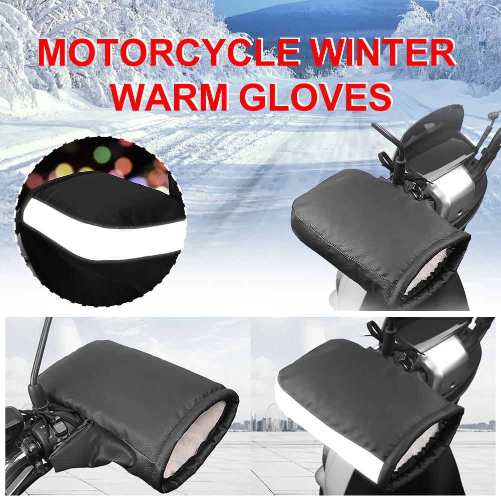 Winter Motorcycle Thickened Handlebar Muff Grip Handle Bar Mitt Rainproof Fleece-lined Riding Warmer Gloves for E-Bike Motorbike