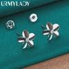 925 Sterling Silver Flower Stud Earrings For Women Fashion Jewelry