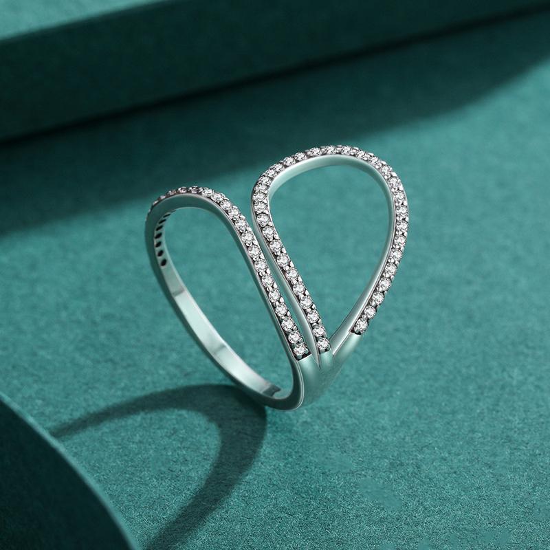 MODIAN Clear Cubic Zirconia 925 Sterling Silver Finger Rings For Women Fashion Hyperbole Line Design Fine Jewelry Gift