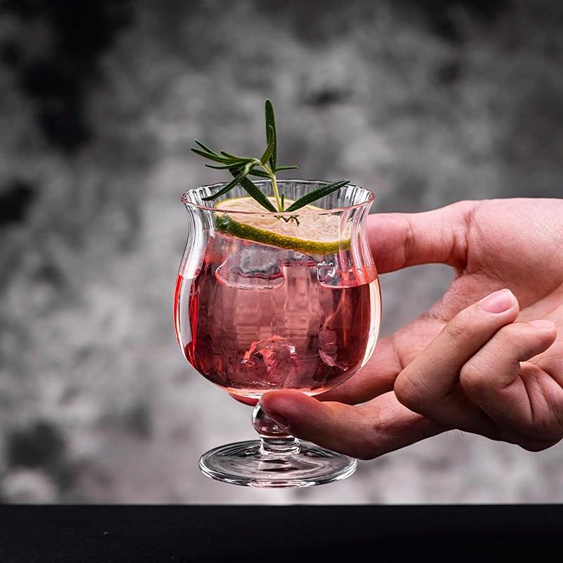 Creative Cocktail Glasses Cup Striped Brandy Glass Cups Mulled Wine Glass Cups Tall Fruit Wine Glasses Cup Bar Accessories