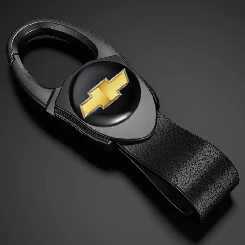 Alloy Car Keychain Luxury Leather Key Rings Pendant For Chevrolet Aveo Captiva Matiz Cruze Malibu Orlando Equinox Spark Sail S10