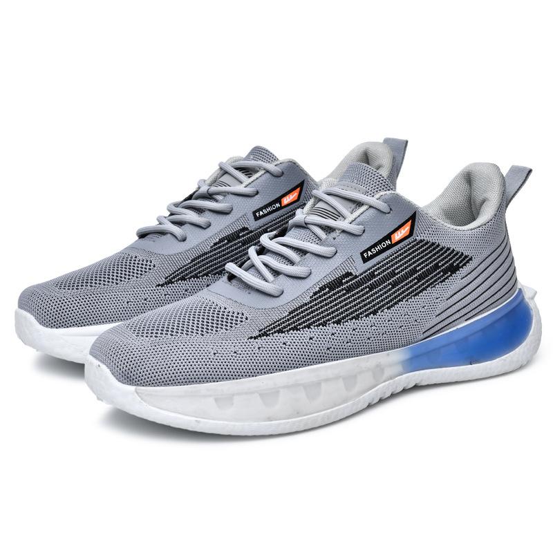 Flying woven breathable casual shoes 2025 autumn new men's sports shoes fashion Korean version trendy shoes, large size men's shoes