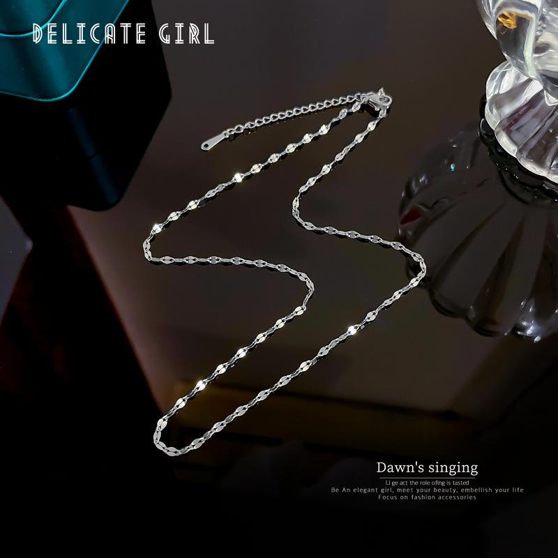 40 + 5Cm Regular Bare Chain Versatile Titanium Steel Rose Gold Necklace Accessories Loose Chain Lip Chain One Year Color Retention