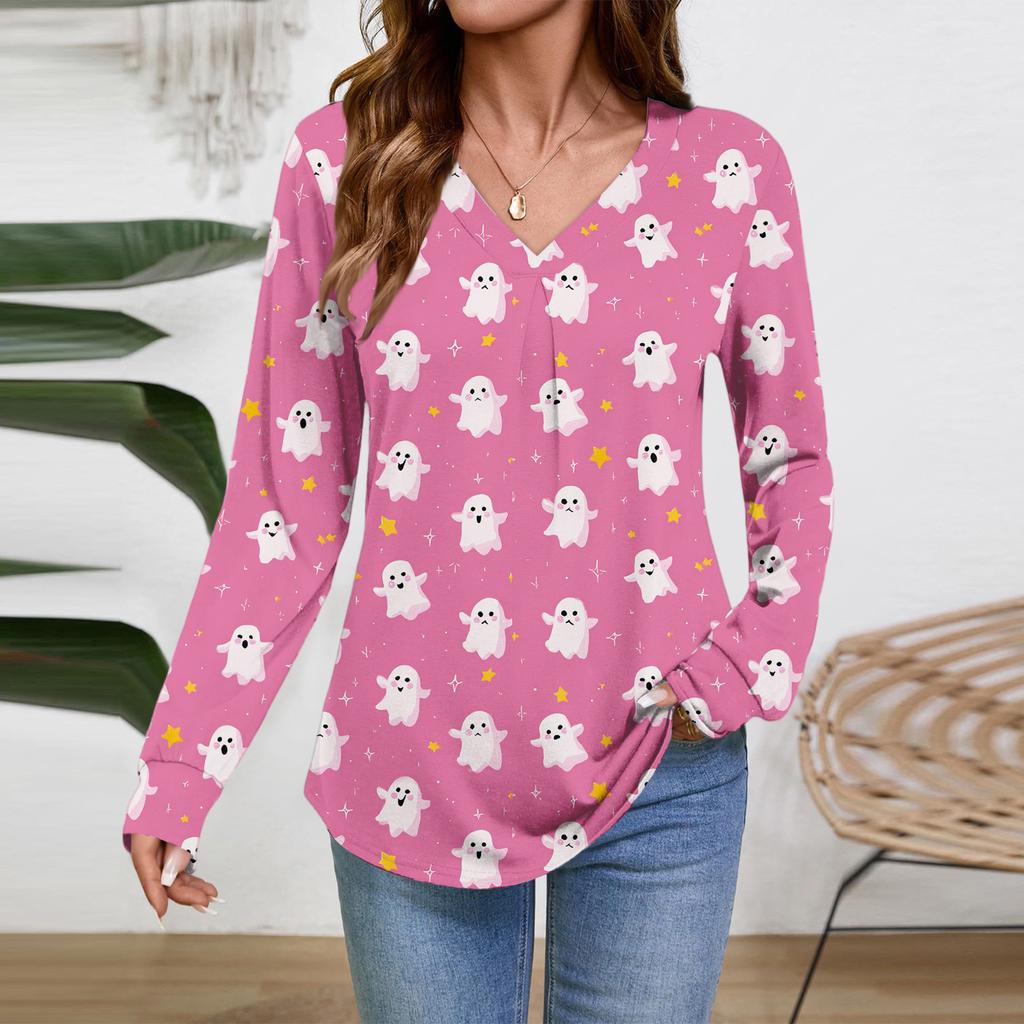 Women Long Sleeve Tops Dressy Casual V Neck Tshirts Basics Tee Vacation Fall Fashion Clothes