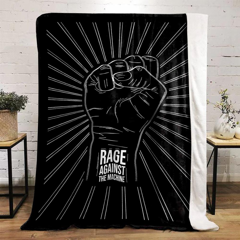 Raised Fist "Rage Against The Machine" Print printed Flannel blanket for bedroom, living room, sofa, and nap