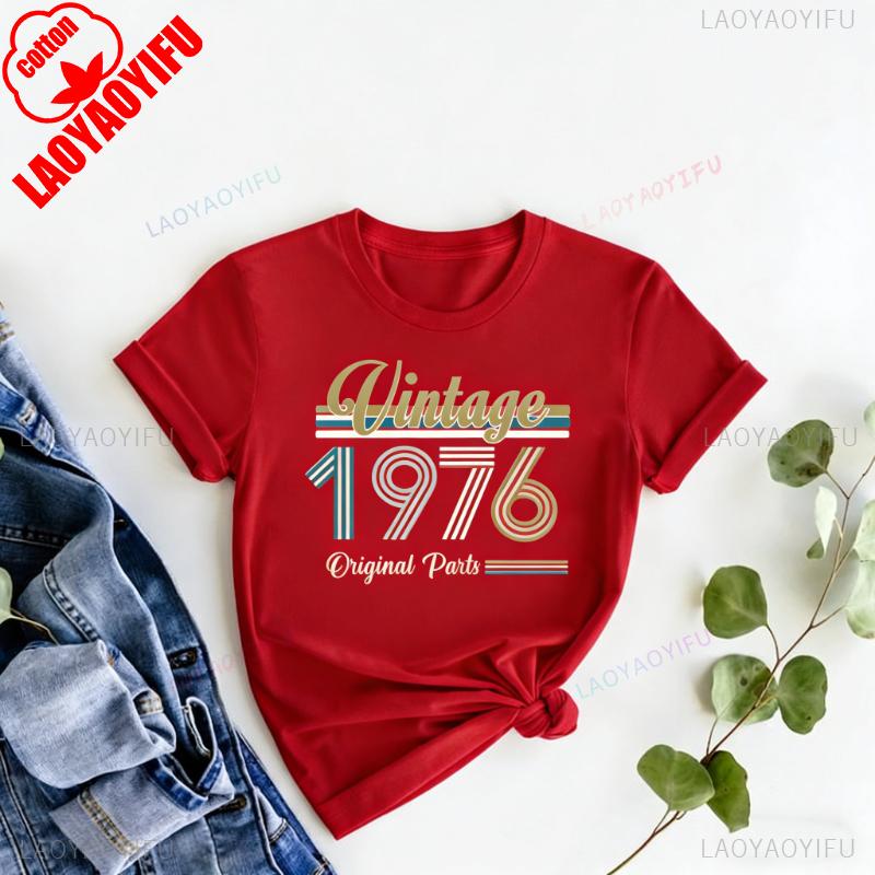 Vintage 1976 Birthday 49th Shirts Gifts For Unisex Wounisex Commuter Allmatch Tee Crewneck Casual Fashion Printed Tshirt Tops