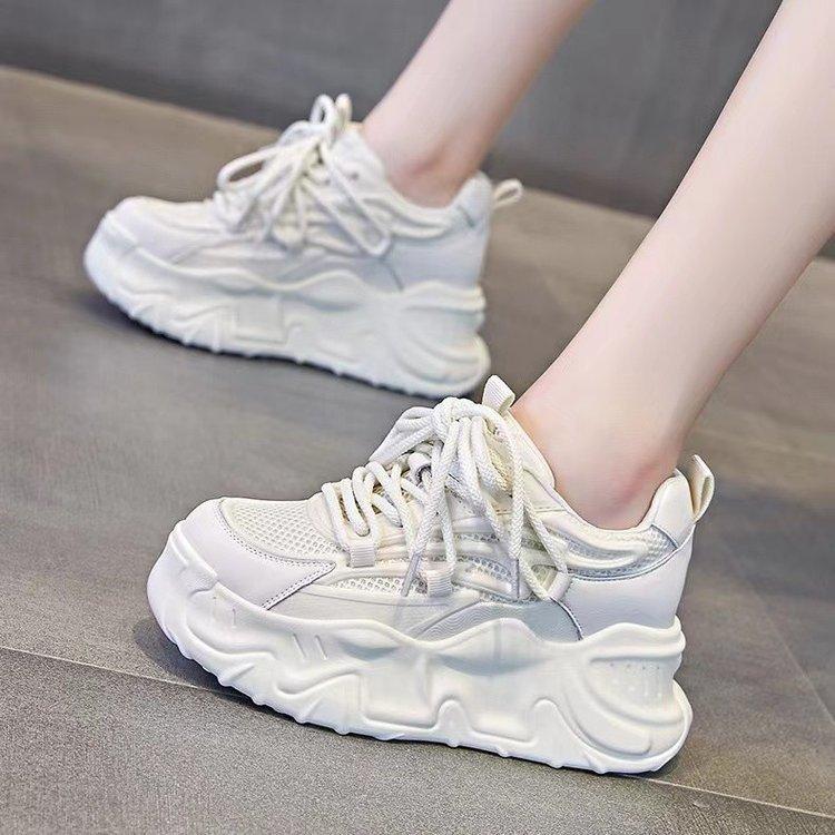 Thick-soled heightened mesh dad shoes, ultra-light and thin summer new muffin breathable sneakers