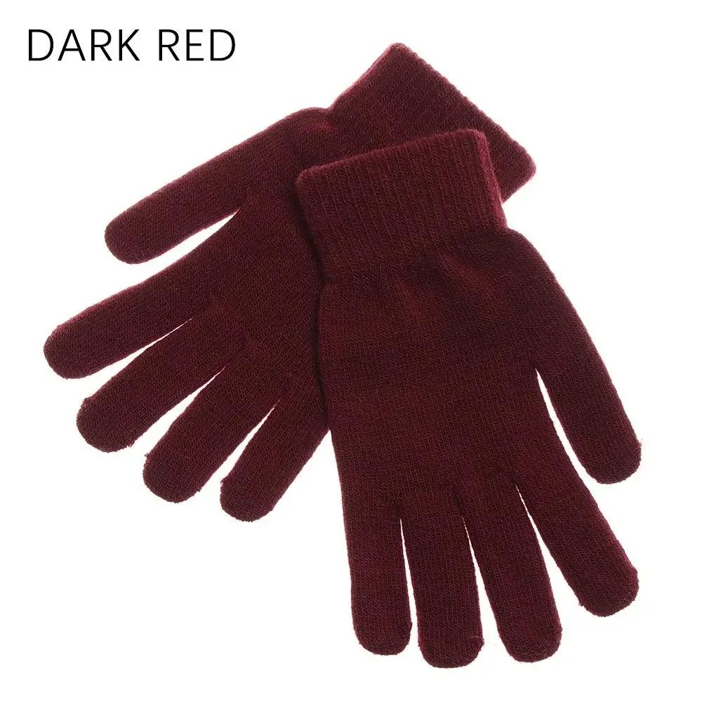 Unisex Winter Ribbed Knitted Full Fingered Gloves Basic Thicken  Lining Mittens Magic Thermal Wrist Warmer Women Men