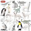 Oenux Arctic South Pole Animals Simulation Penguins Polar Bear Wolf Beluga Whale Action Figures Model Figurine Pvc Kid Toy Gift