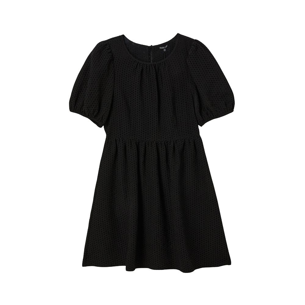 Rap Stitch Pattern Shirred Mini Dress As2Wo465