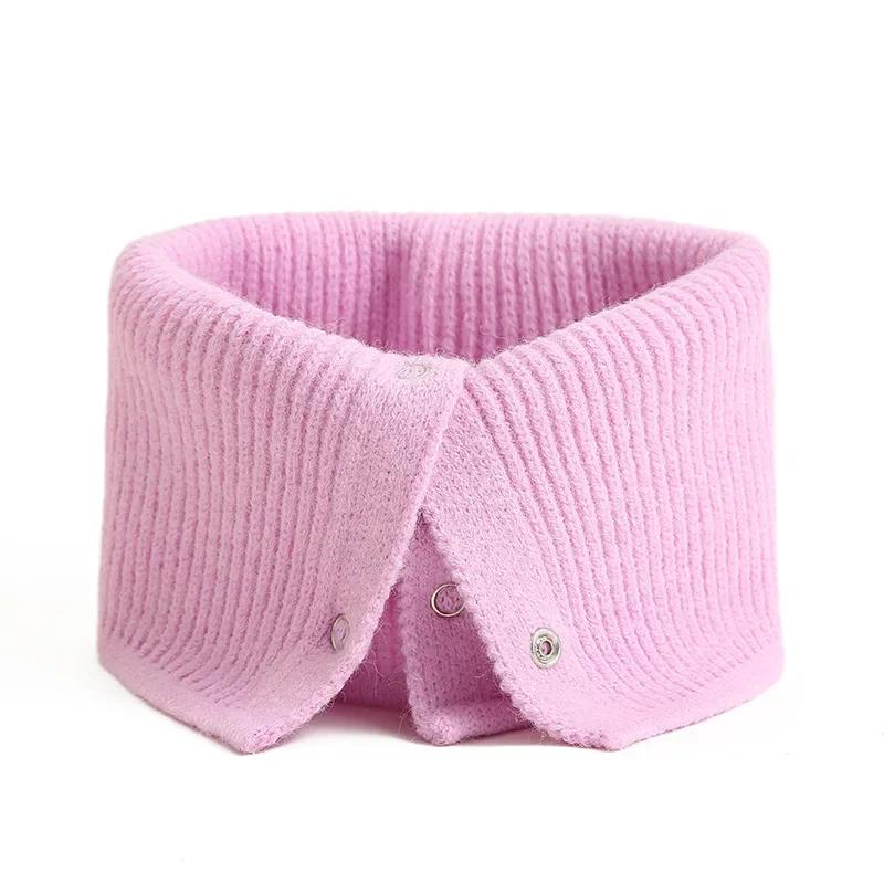 Solid Knitted Ring Scarf Autumn Winter Men Women Button Neck Cover Neckerchief Warm Windproof Wrap Scarf Fashion Choker Muffler