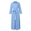 Women's High Waisted Slim Tie Up POLO Collar Temperament Commuting Solid Color Dress