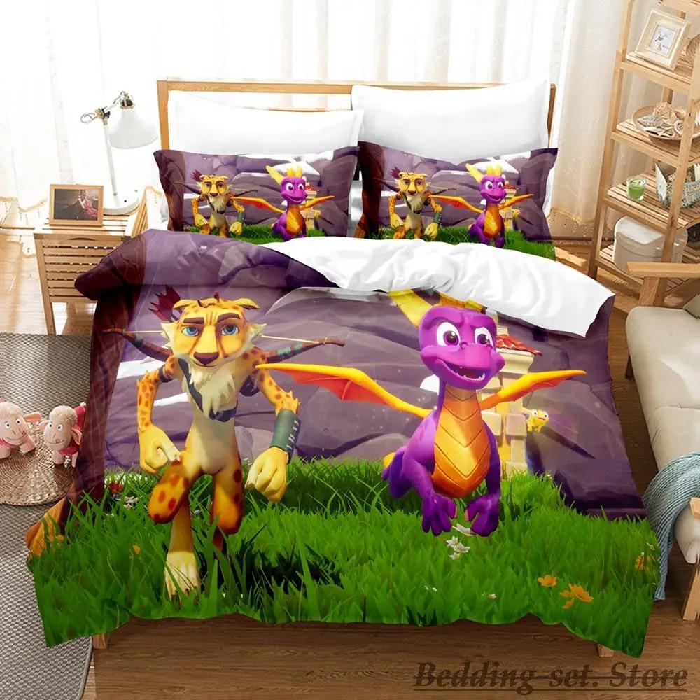 

Новий набір постільної білизни Spyro reignited trilogy Single Twin Full Queen King Size Bed Set Adult Kid Bedroom Duvetcover Sets Anime Gme 70x133cm 2pcs