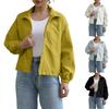 Trench-coat tendance pour femme, court, col montant, veste fine