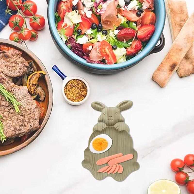 Good-Bunny Serving Tray Bunny Shaped Snack Platters Easter Wooden Serving Plates Rustic Decorative Charcuterie Board Parties