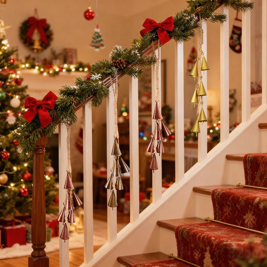 Christmas Bells, Witch Bells, Hemp Rope Bell Decorations, Christmas Tree Bell Ornaments, Christmas Bells, Vintage Gold Bells