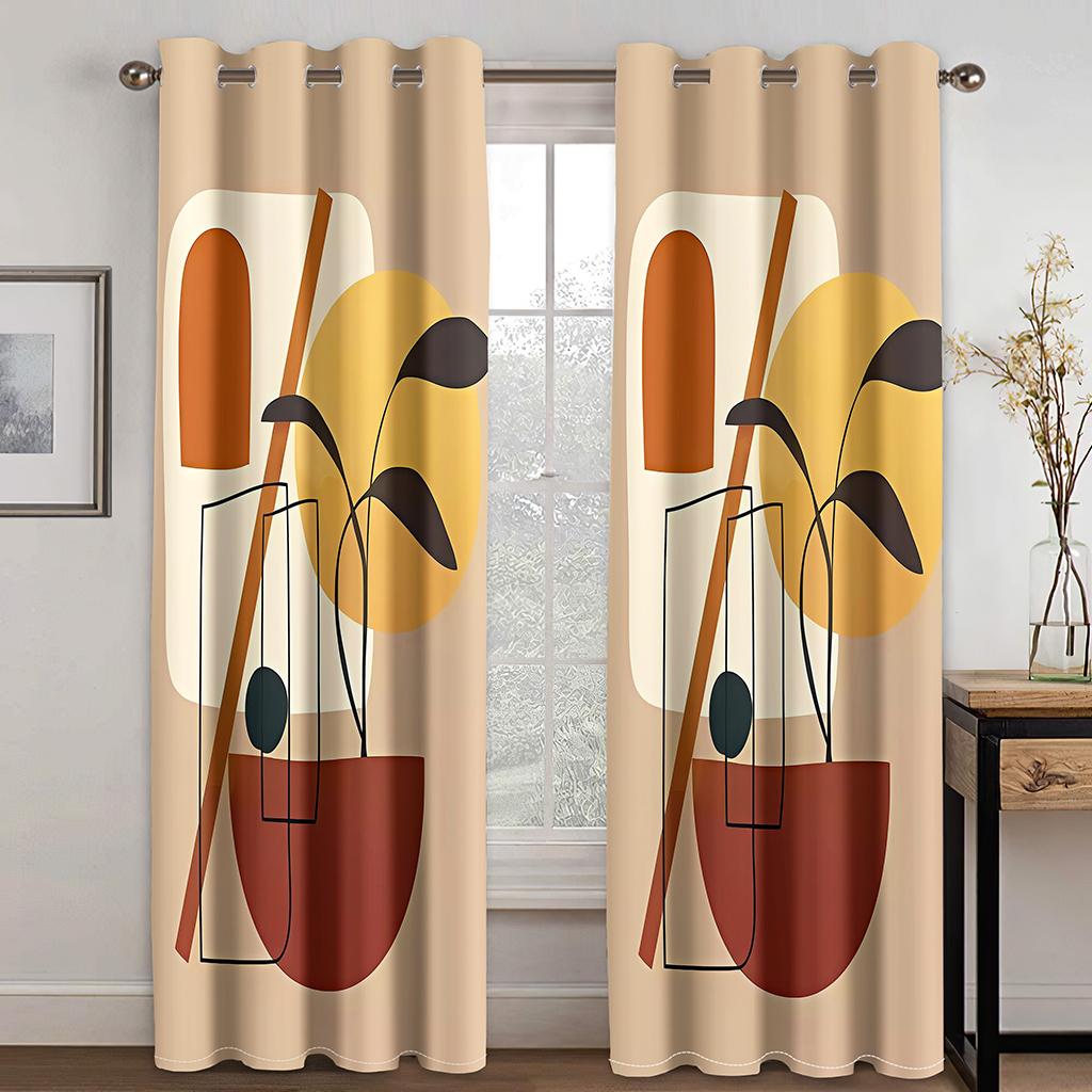 Simple Modern Art Abstract Stylish Colorful Window Curtains Blinds For Living Room Bedroom Bathroom Kicthen Door Home Decor2Pcs