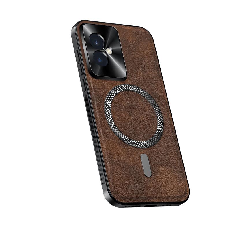 For Honor 100 and Honor 100 Pro Case Magnetic Elegant Leather Wear-Resistant Lens Fully Covered Non-Slip Grip Edge Cover Shell