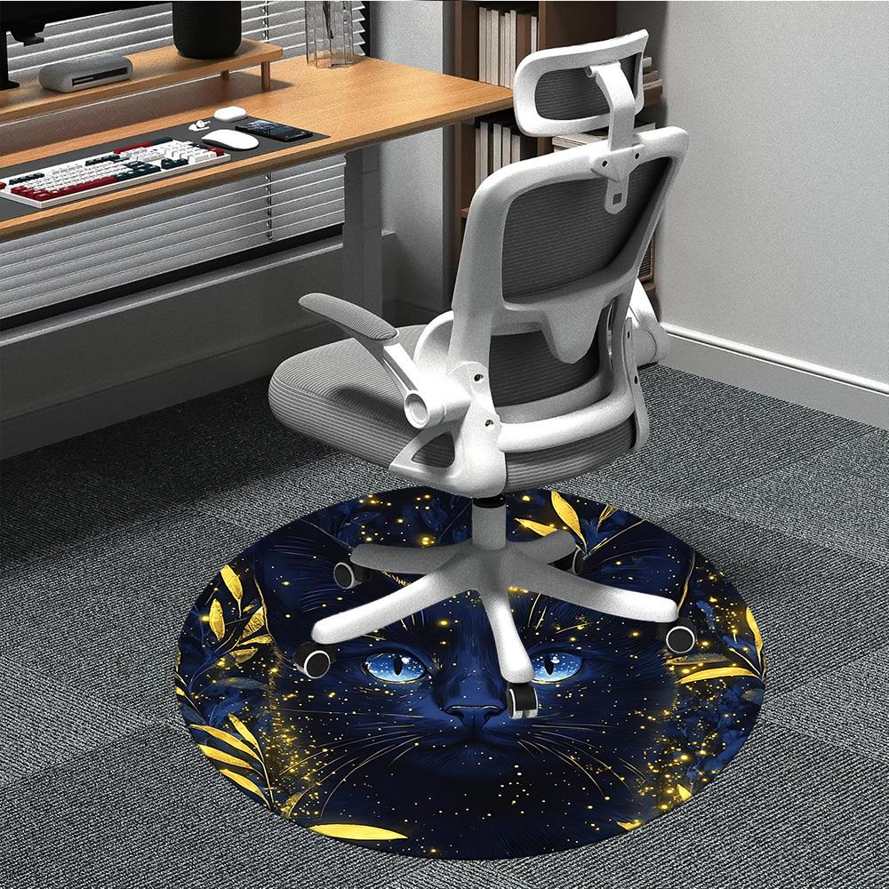 

1pc Midnight Whiskers Chair Carpet for Office Non-Slip, Machine Washable Rug for Office - Holiday DecorMachine Made yy251029019 80cm by 80cm
