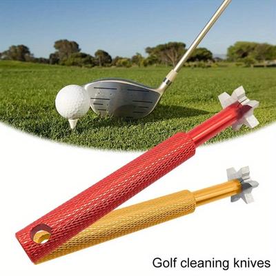 1pc 6 Blade Iron Wedge Face Golf Irons and Wedge Face Groove Sharpener Cleaner Retractable Reel Golf Cleaning Knife for V U Square