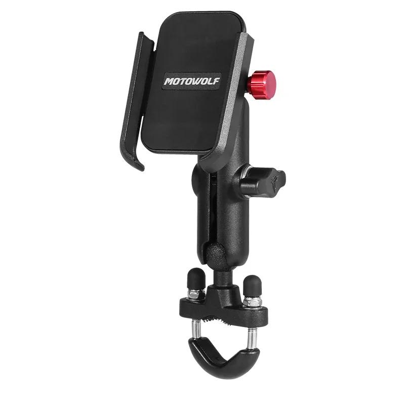 Aluminum Alloy Handlebar Motorcycle Bike Phone Holder Stand with USB Charger Bicycle Moto Rearview Mirror Cellphone Bracket