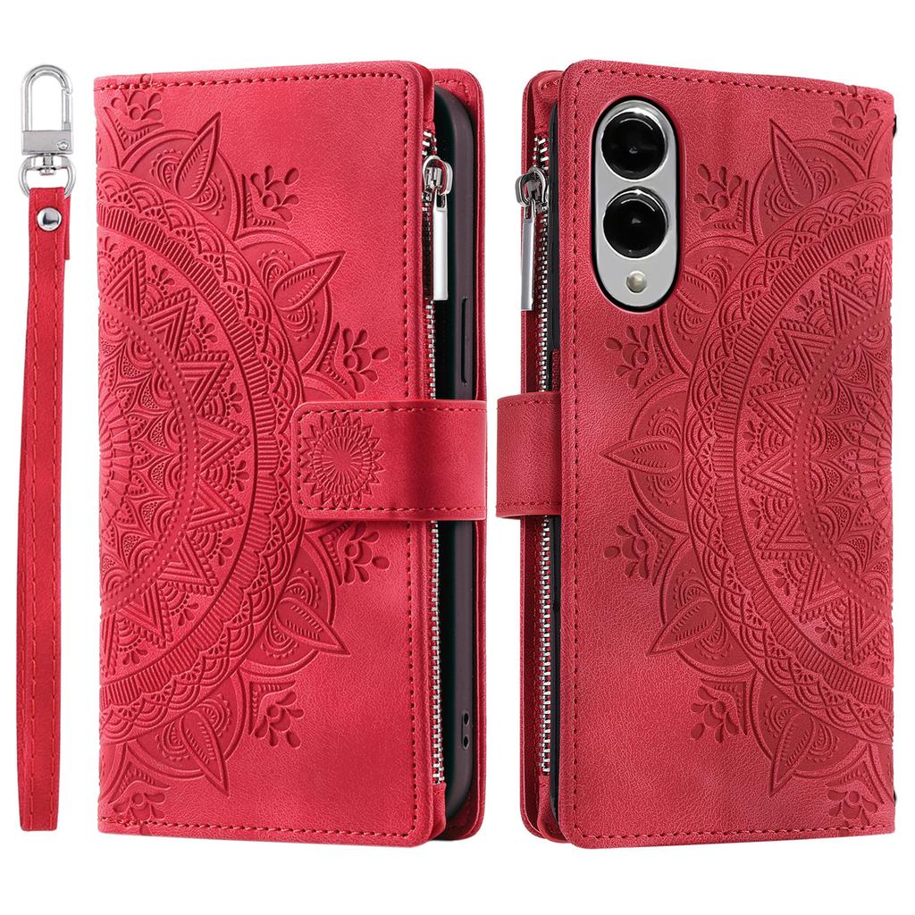 Style 006 For Samsung Galaxy S25 Edge Wallet Case PU Leather Phone Cover Mandala Flower Pattern