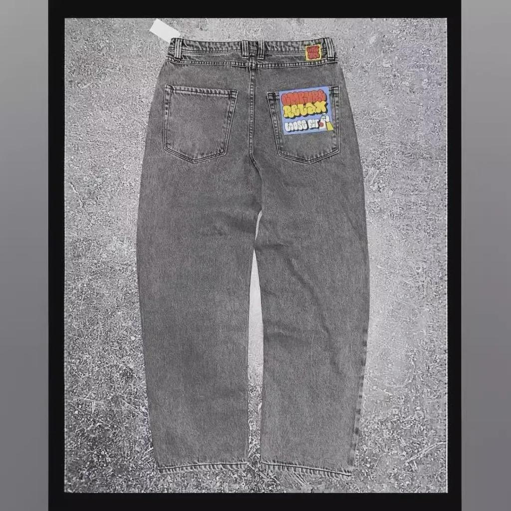 Men's Slim Fit Retro Hip-Hop Embroidered Straight Jeans - Trendy & Versatile Denim Trousers