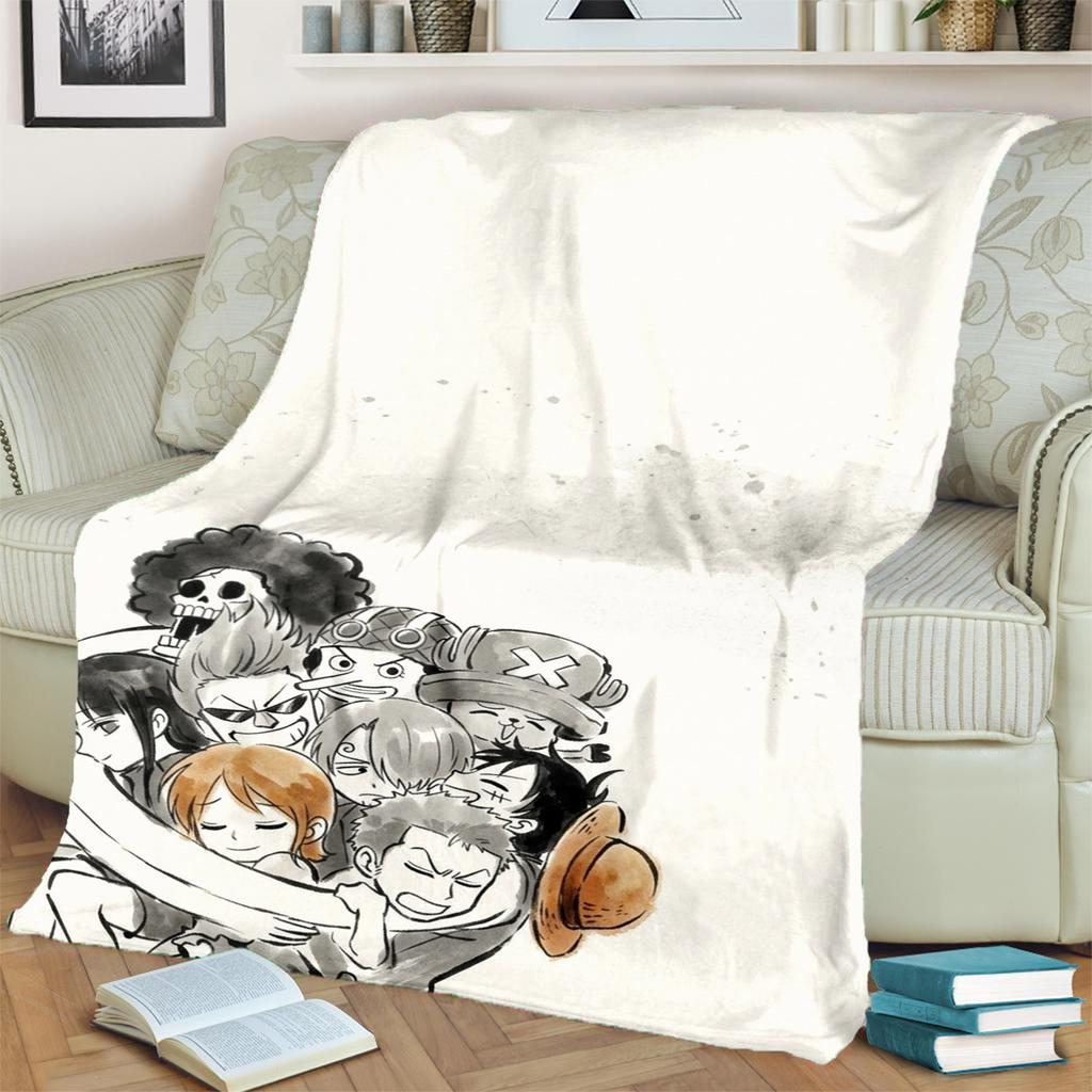 Flannel Blanket with "ONE PIECE" Print Warm Soft for Bedroom, Sofa and Travel
