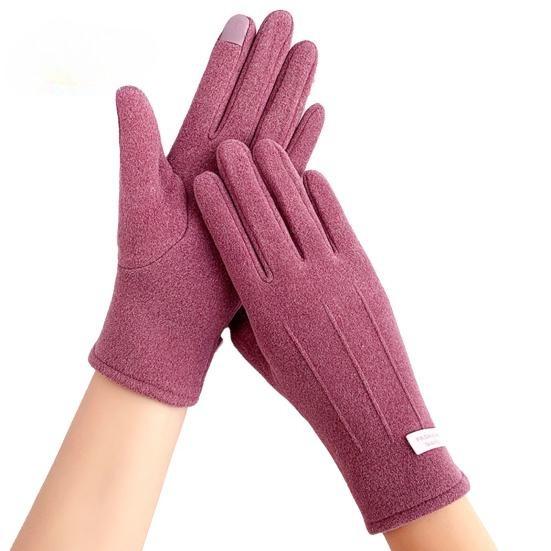 1 Pair Women Winter Warm Gloves, Solid Color, Wear Resistant, Windproof, Thickened, Fleece Lined, Touchscreen Gloves