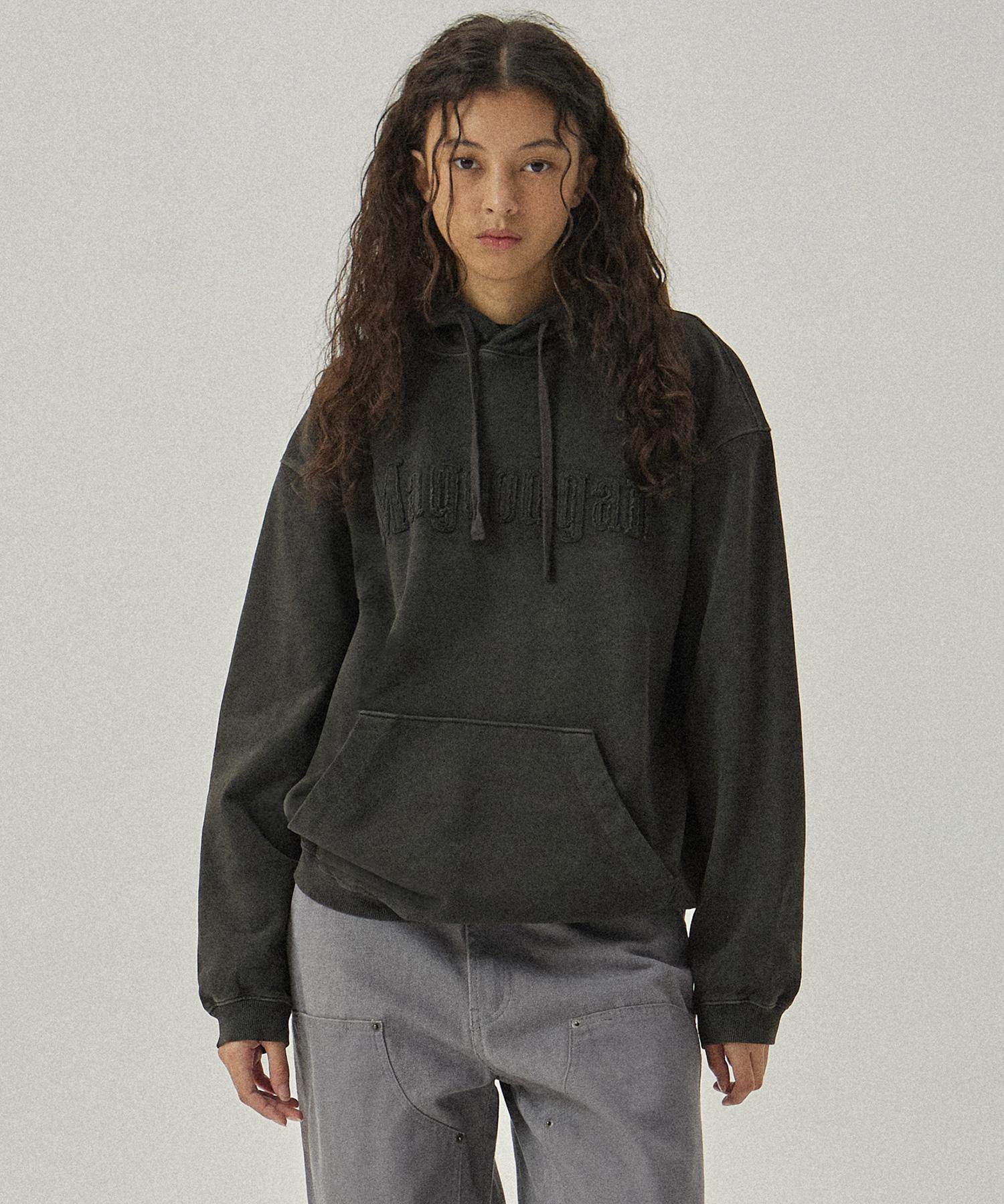 Mc Wood Gun Karudo 3155 Pigment Garment-Dyed Oversized Dark Gray Hoodie S