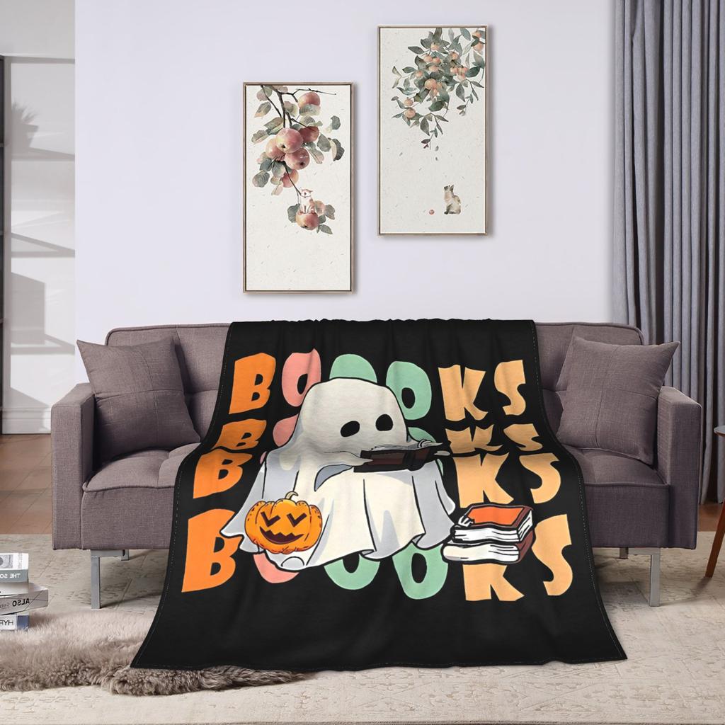 Ghost Reading Blanket Quality Warm Soft 2025 New Halloween Throw Blanket Winter Kid Adult Couch Chair Sofa Bed Fashion Bedspread