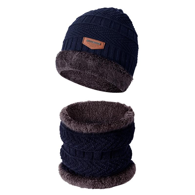 Winter Cycling Warm Set 3 Pieces Anti-Slip Touchscreen Fleece Lined Hat Scarf Gloves Unisex Black