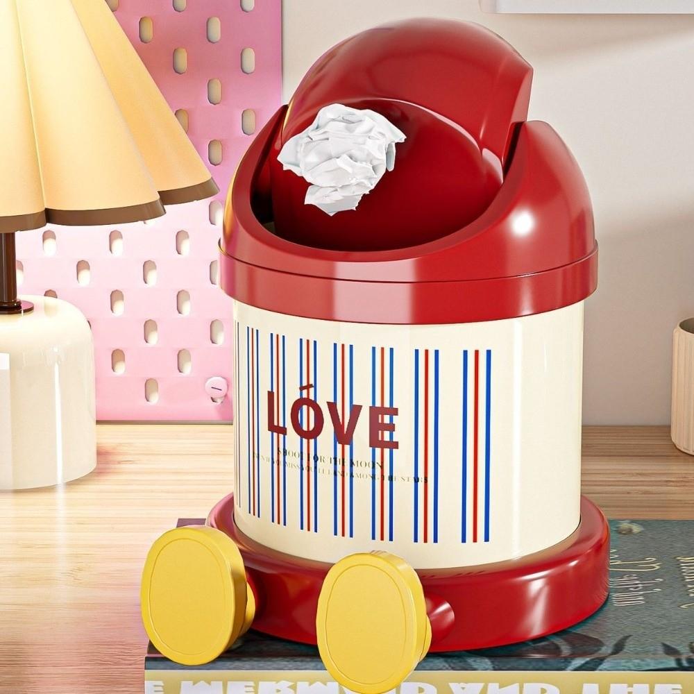 Round Garbage Bin with Lid Storage Bucket Creative Waste Bin  Bedroom