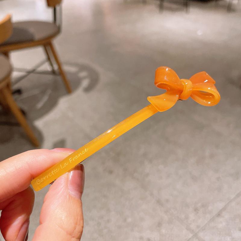 Korean Acetate Bow Hair Clip for Girls - Elegant Bun Pin & Trendy Spring Accessory