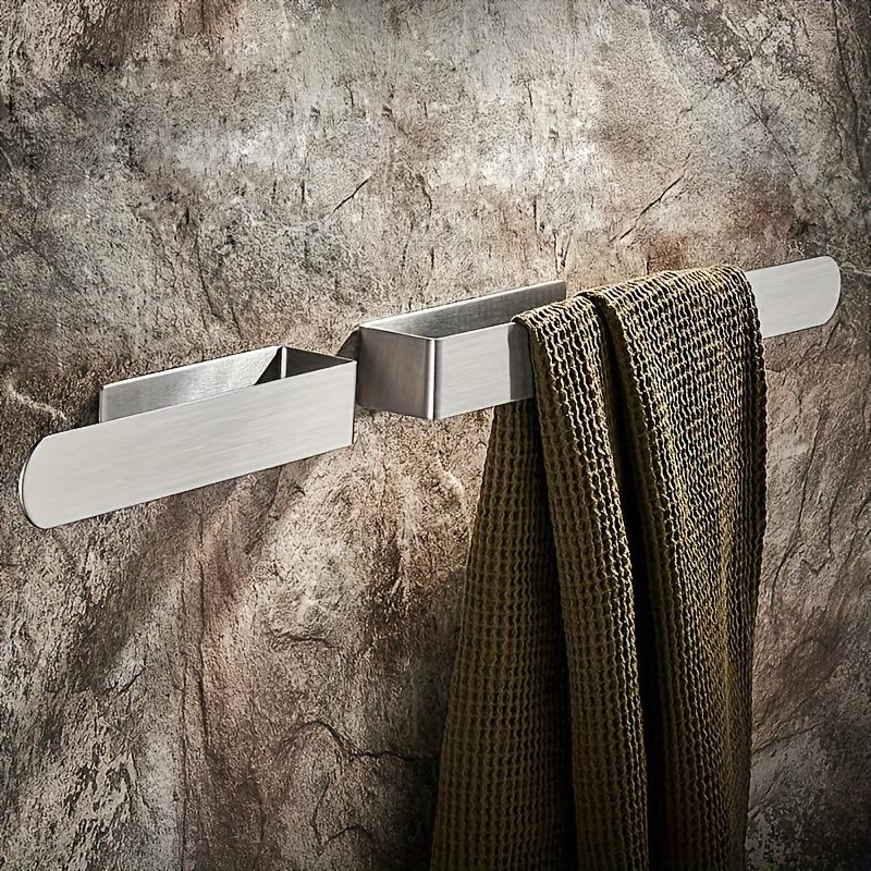 Stainless Steel Towel Bar Holder with Hooks, Wall Mounted Bathroom Hand Towel Rack, Multi-Purpose Robe Hook Rack