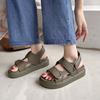 Sports sandals women's 2025 summer new Korean version canvas casual Velcro platform sandals fashion beach sandals