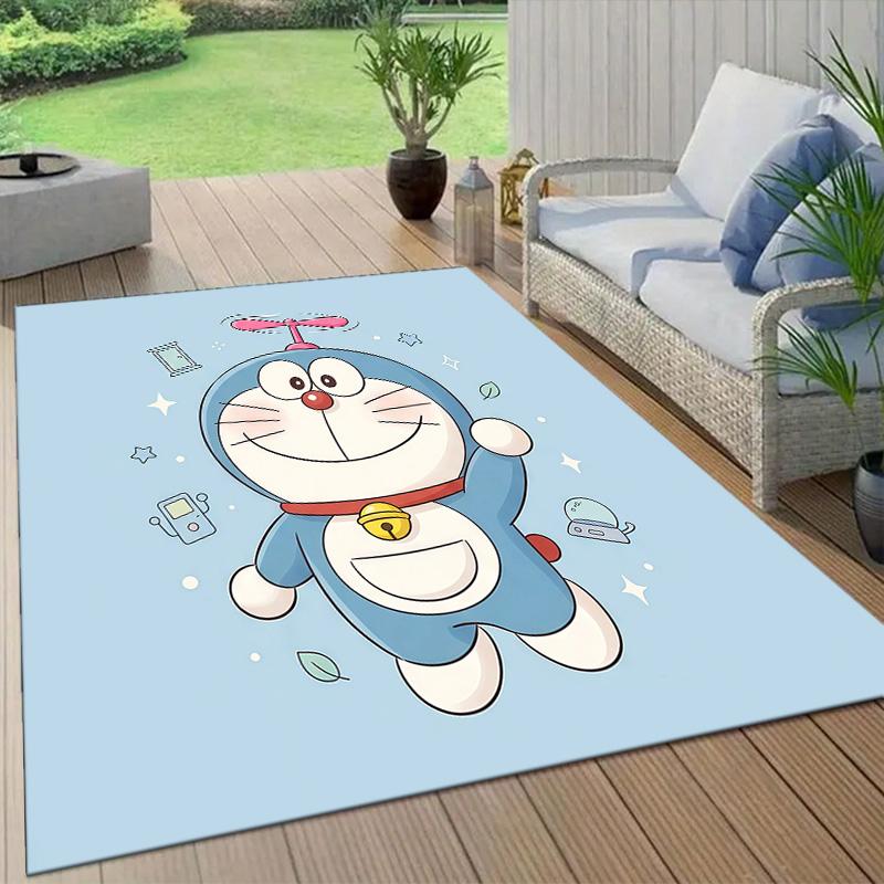 Doraemon3 Flannel Pattern Square Carpet,Area Rug,Carpet Rug for Living Room Bedroom Sofa Playroom Decor,Non-slip Floor Mat