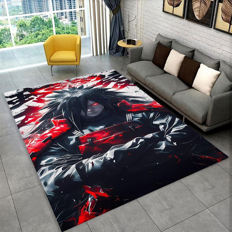 Tappeto Anime N-Naruto Cartone Animato Itachi per Stanza dei Giochi Camera da Letto Soggiorno Divano Arredamento Casa, Tappeto per Area Bambini Tappetino Antiscivolo Regalo