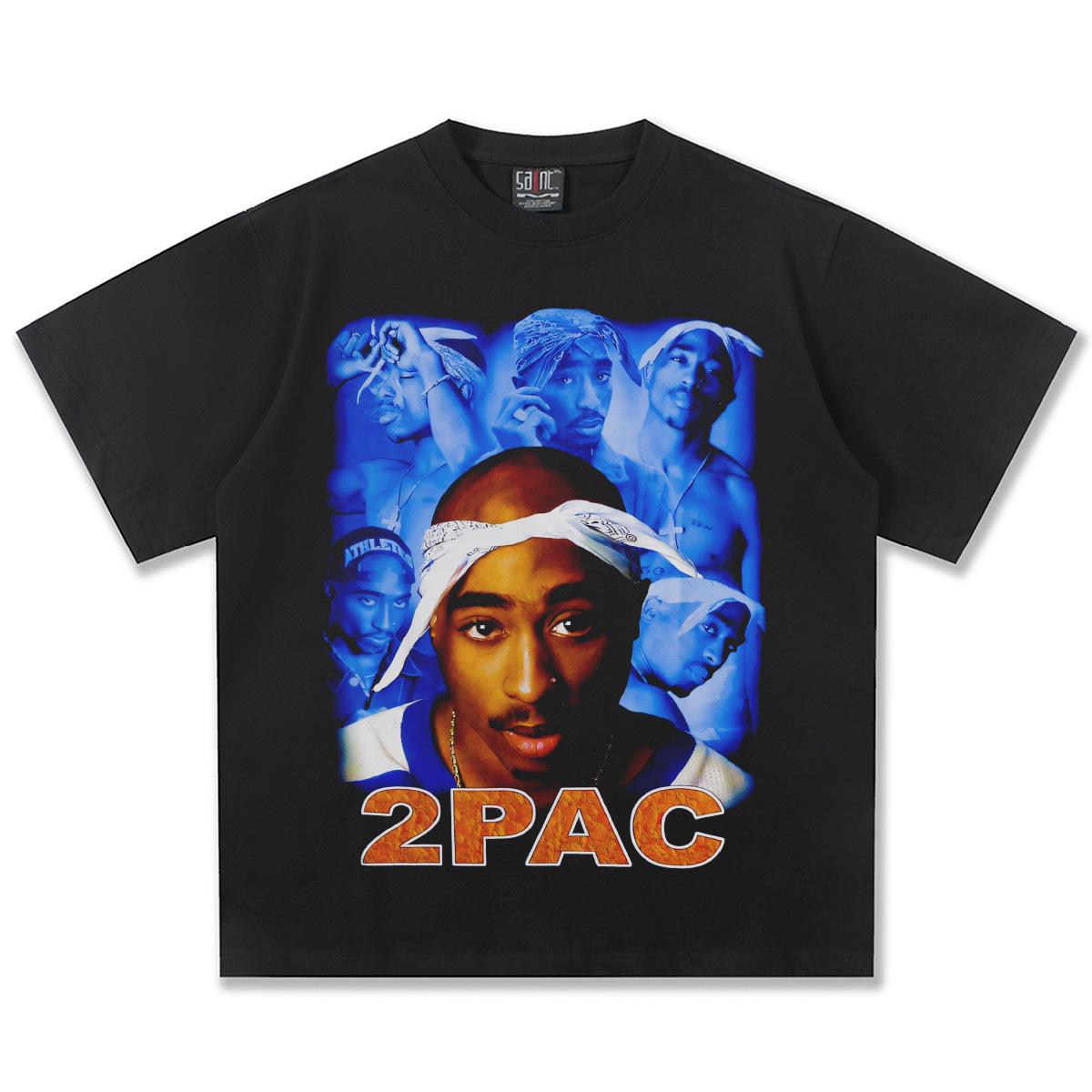 

2Pac Collage Graphic TShirt Unisex Oversized Hip Hop Rapper Casual Cotton Short Sleeve Vintage Street Classic For Weekend S