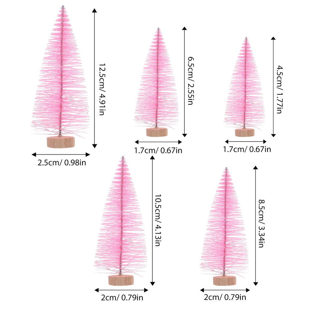 10Pcs Mini Xmas Tree Decor Plastic Wood Base Lightweight Desktop Christmas Pine Tree Ornament Gift Desktop Xmas Ornament