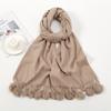 Hot-selling New Solid-color Hairball Imitation Cashmere Scarf In Autumn and Winter, Versatile Fashionable Velvet Thickened Fringed Warm Scarf